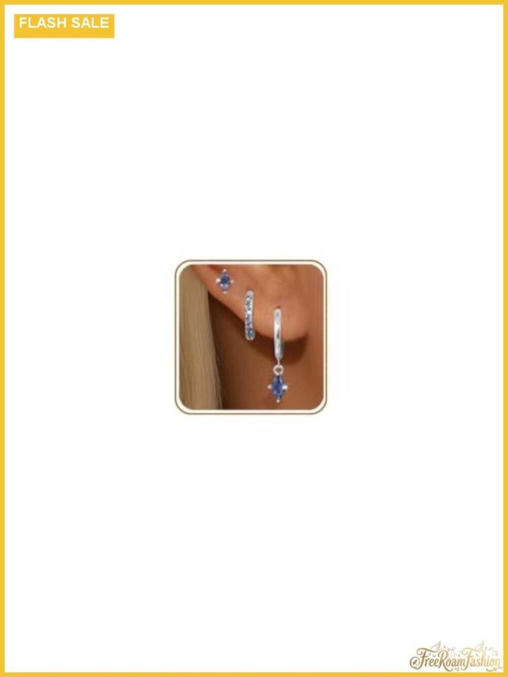 3 Pair 925 Sterling Silver Colored CZ Hoop Earring Set for Women